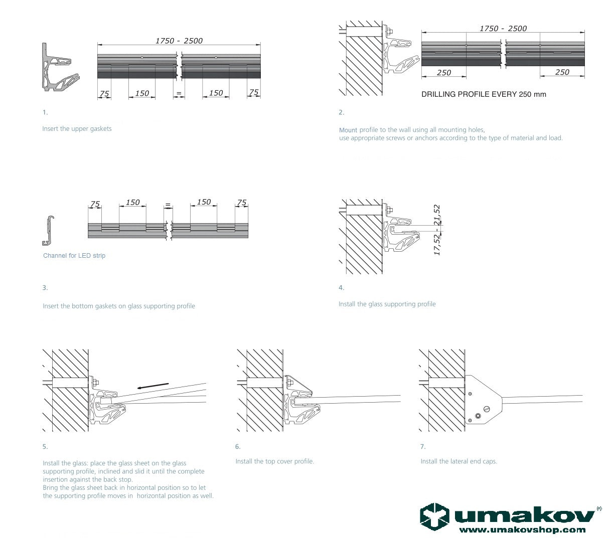 Prosklená stříška hliník profil -2°