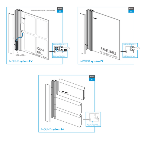 Hliníkový plotový adaptér pro tabulové výplně 1-8mm - 6000mm