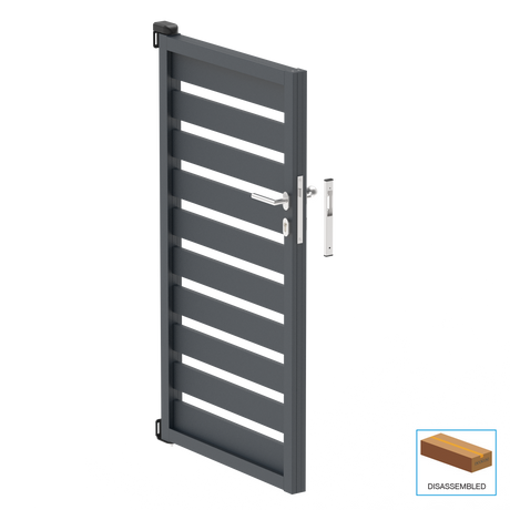 Hliníková jednokřídlová brána 1,025x1,50m s výplní 20x100 R7016 - set