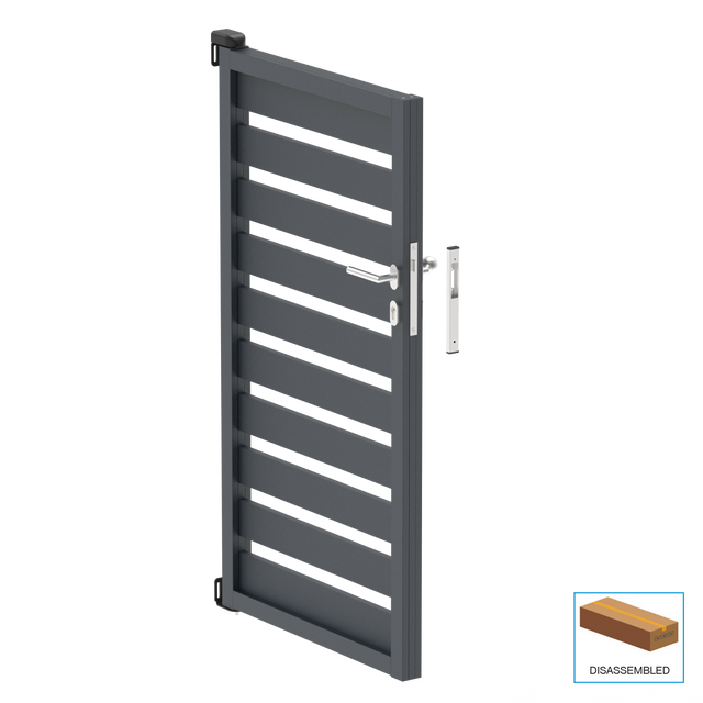 Hliníková jednokřídlová brána 1,025x1,50m s výplní 20x100 R7016 - set