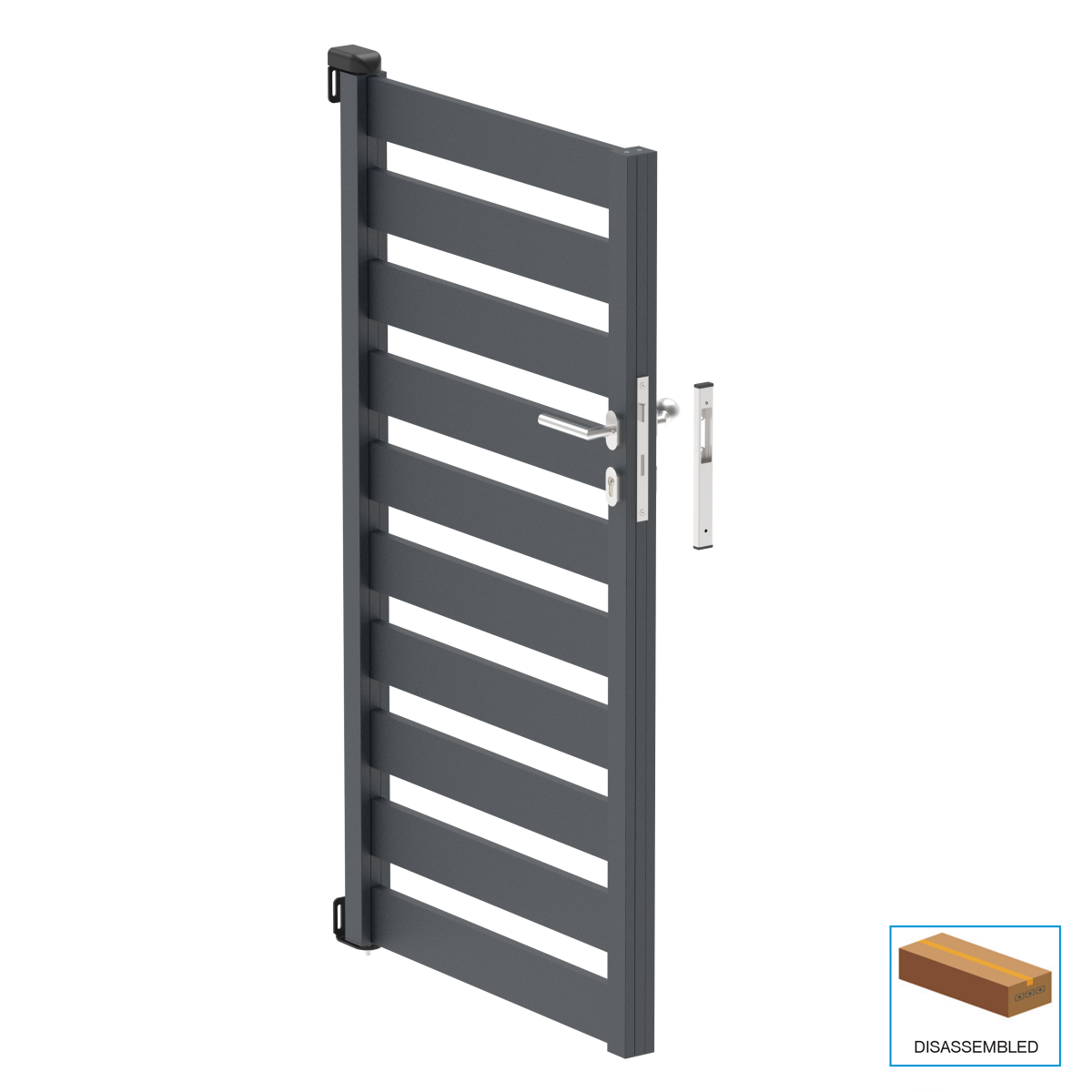 Hliníková jednokřídlová brána 1,025x1,50m s výplní 20x100 R7016 - set