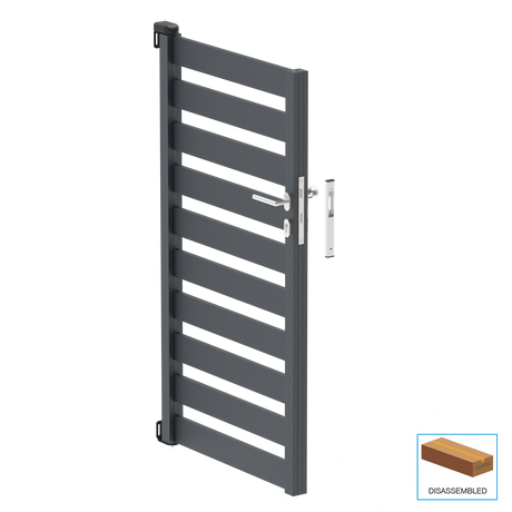 Hliníková jednokřídlová brána 1,025x1,50m s výplní 20x100 R7016 - set