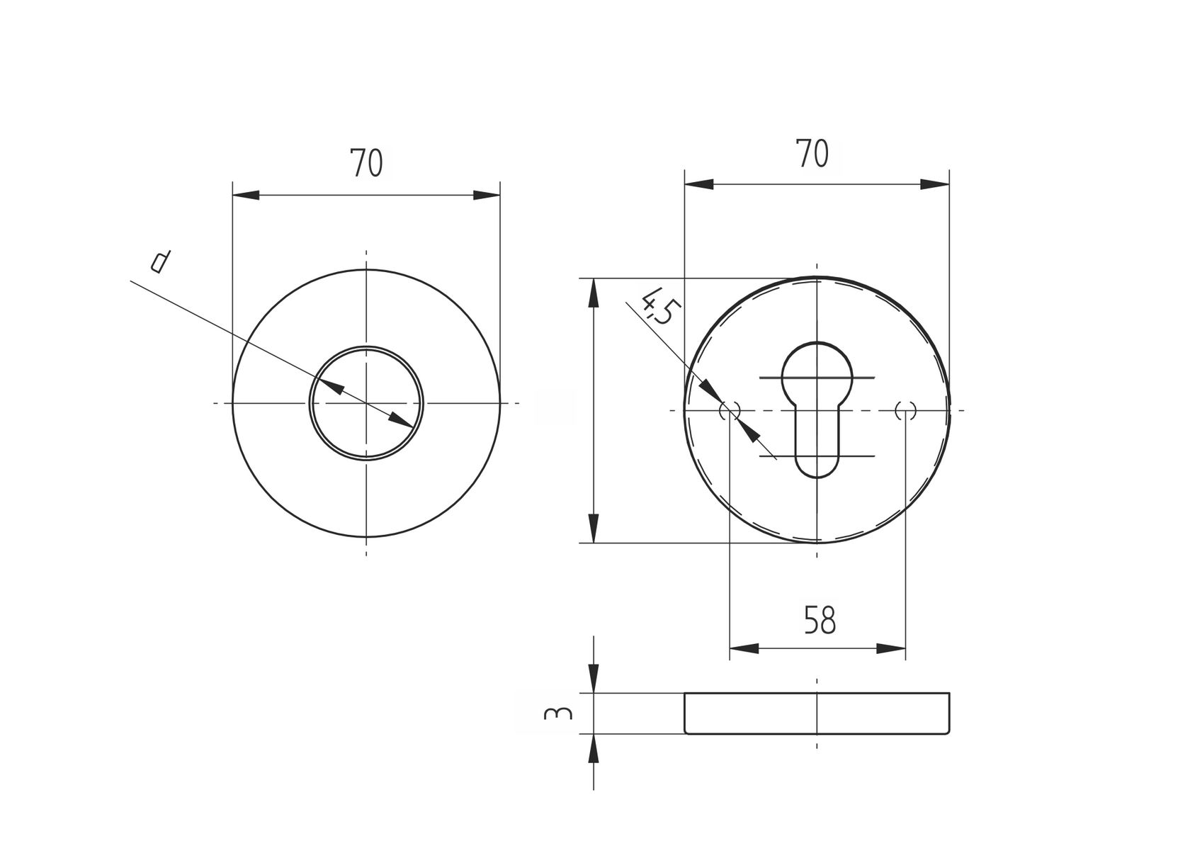 Štítek zámkový D70, t3mm