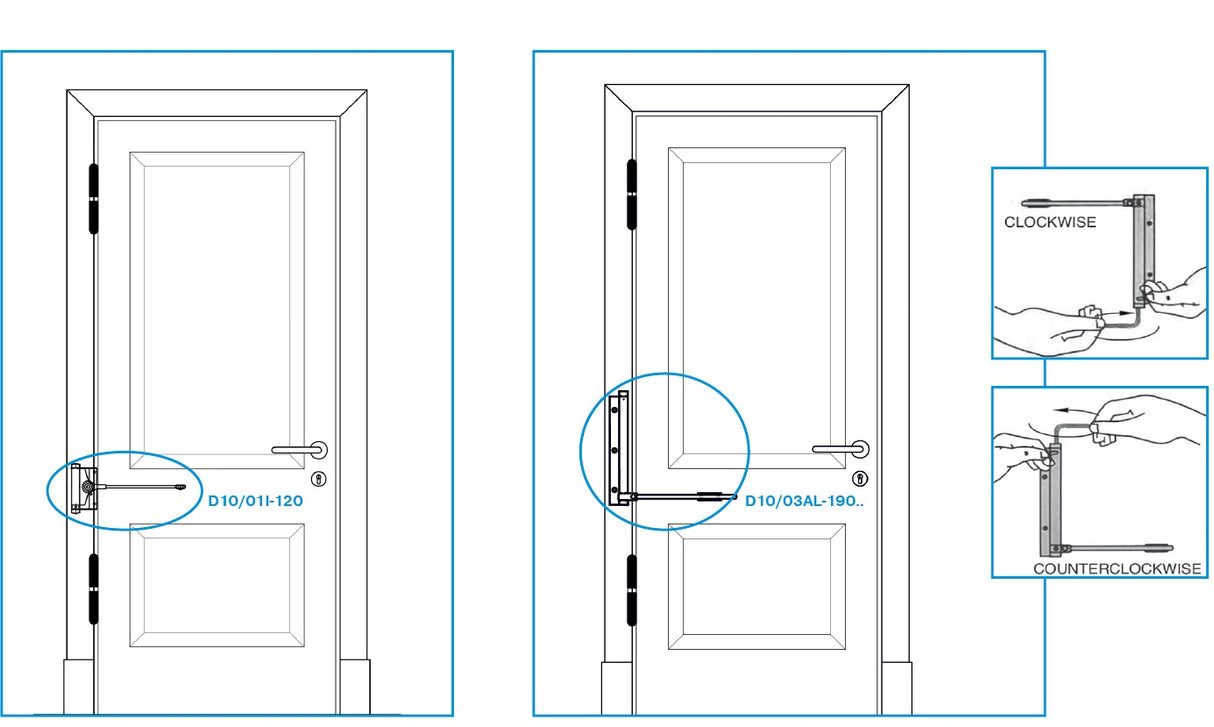 Pružinový zavírač dveří, Aluminium