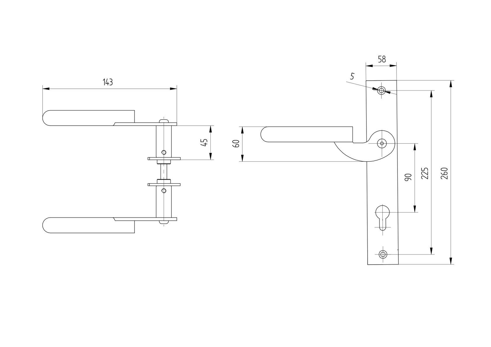 Klika se štitkem 265x60, t3mm