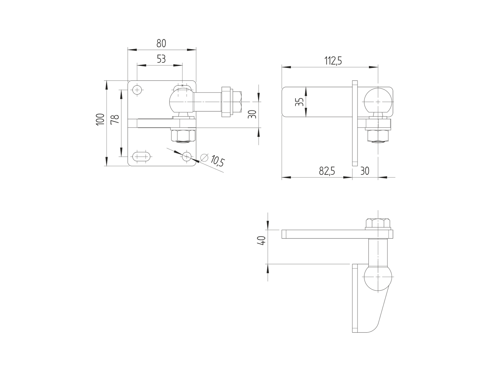 Závěs mimoosový vrchní 120kg