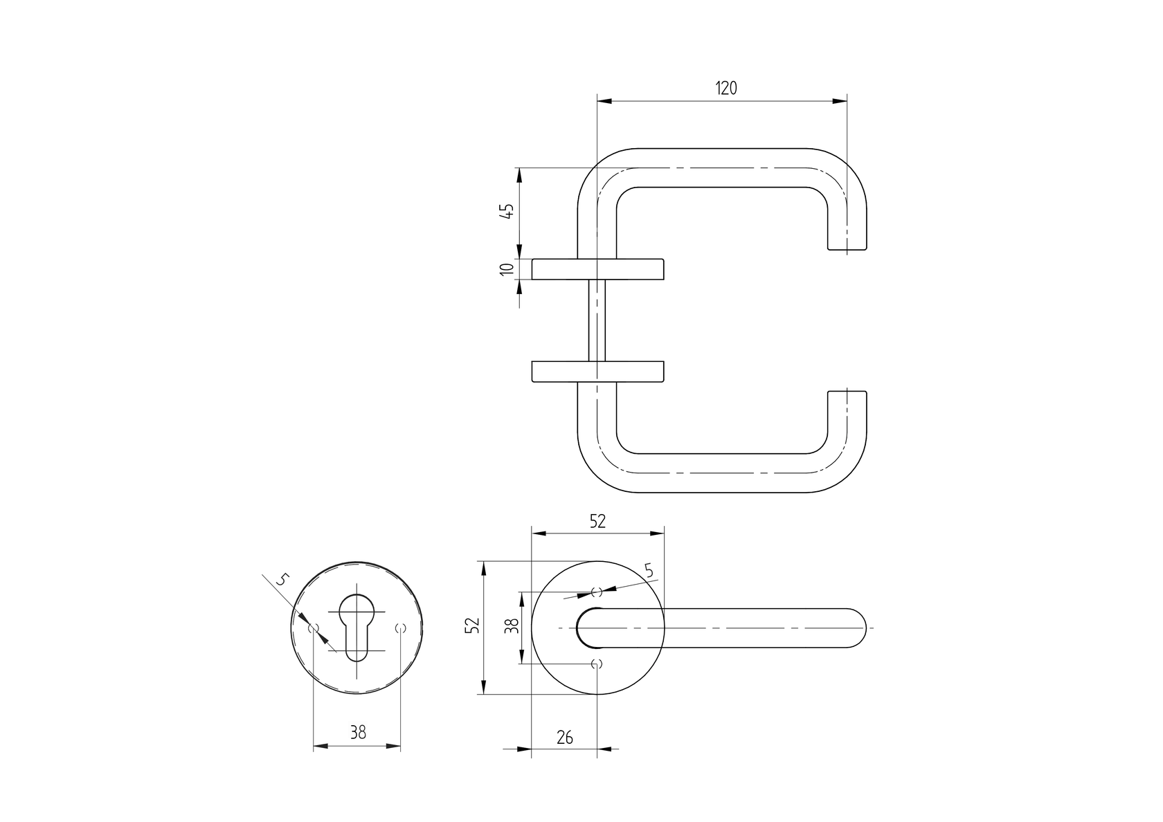 Klika se štítkem - 1pár AISI 201, K320 BB