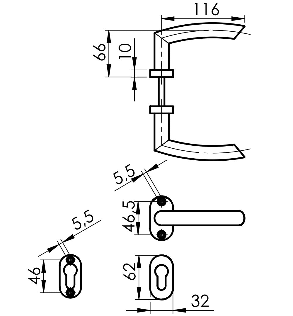 Klika se štítkem NEREZ AISI 304, K320,