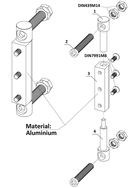 Nastavitelný závěs k přišroubování, nerez/hliník