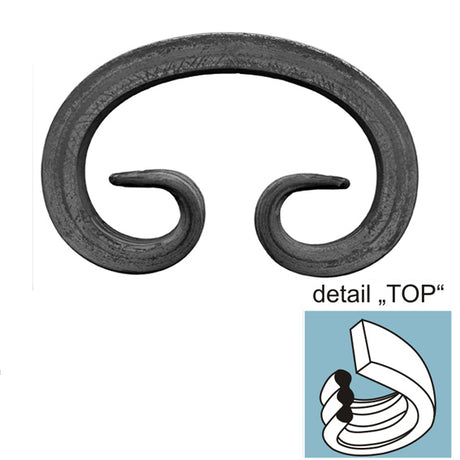 Element tvarovaný,kovaný prvek 120x80, 12x12mm