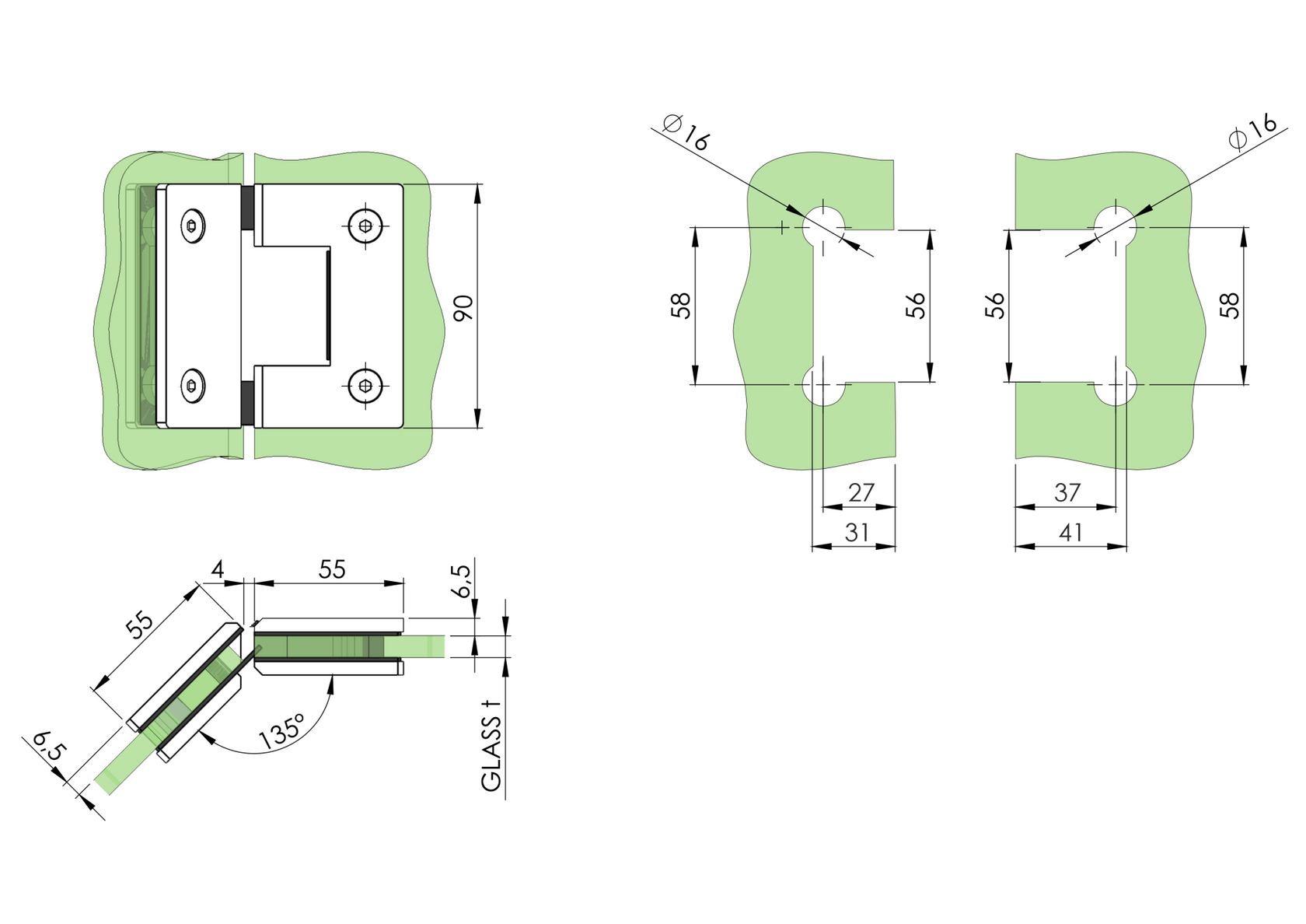 Závěs pro skleněné dveře