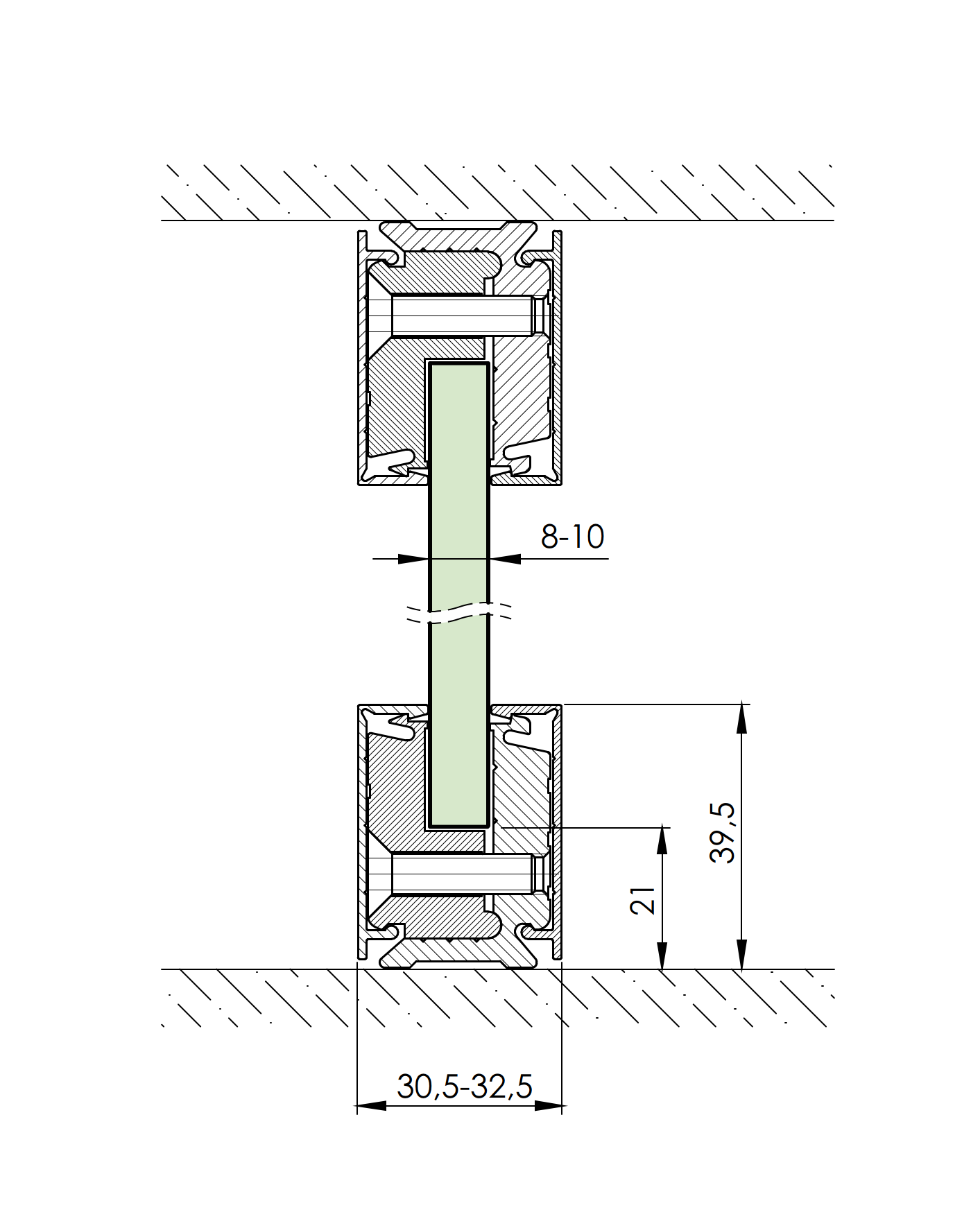 Svěrný al profil-3m s krycí lištou H40