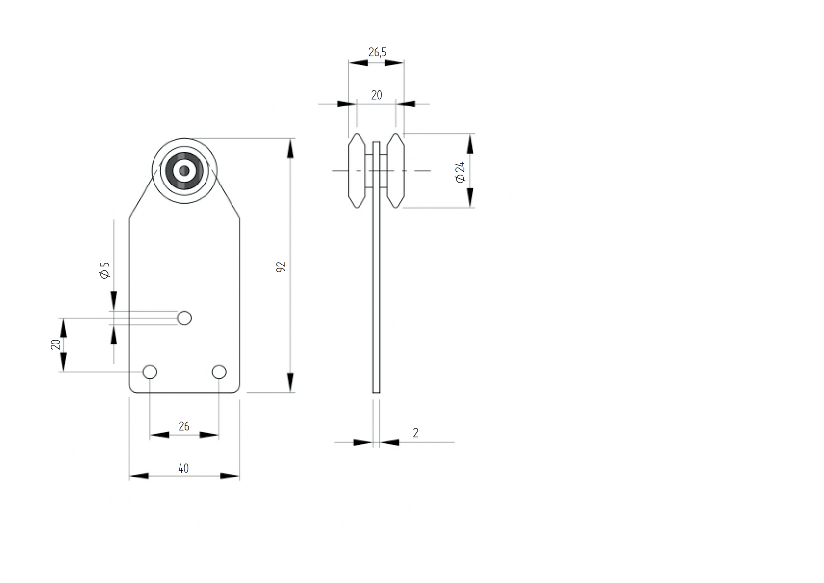 Pojezdový vozík s platničkou, profile 33x34mm