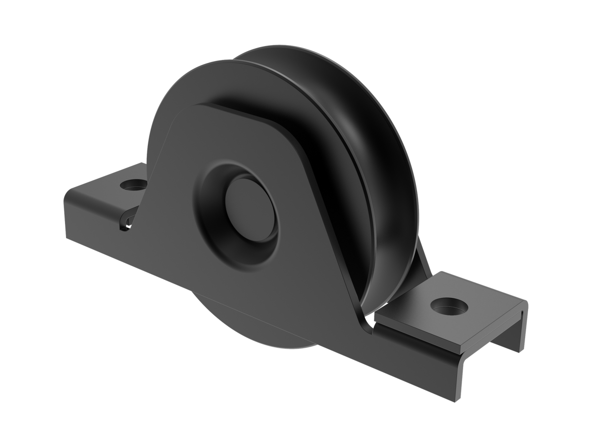 Pojazdová kladka s držákem - U Zn, D80, černá