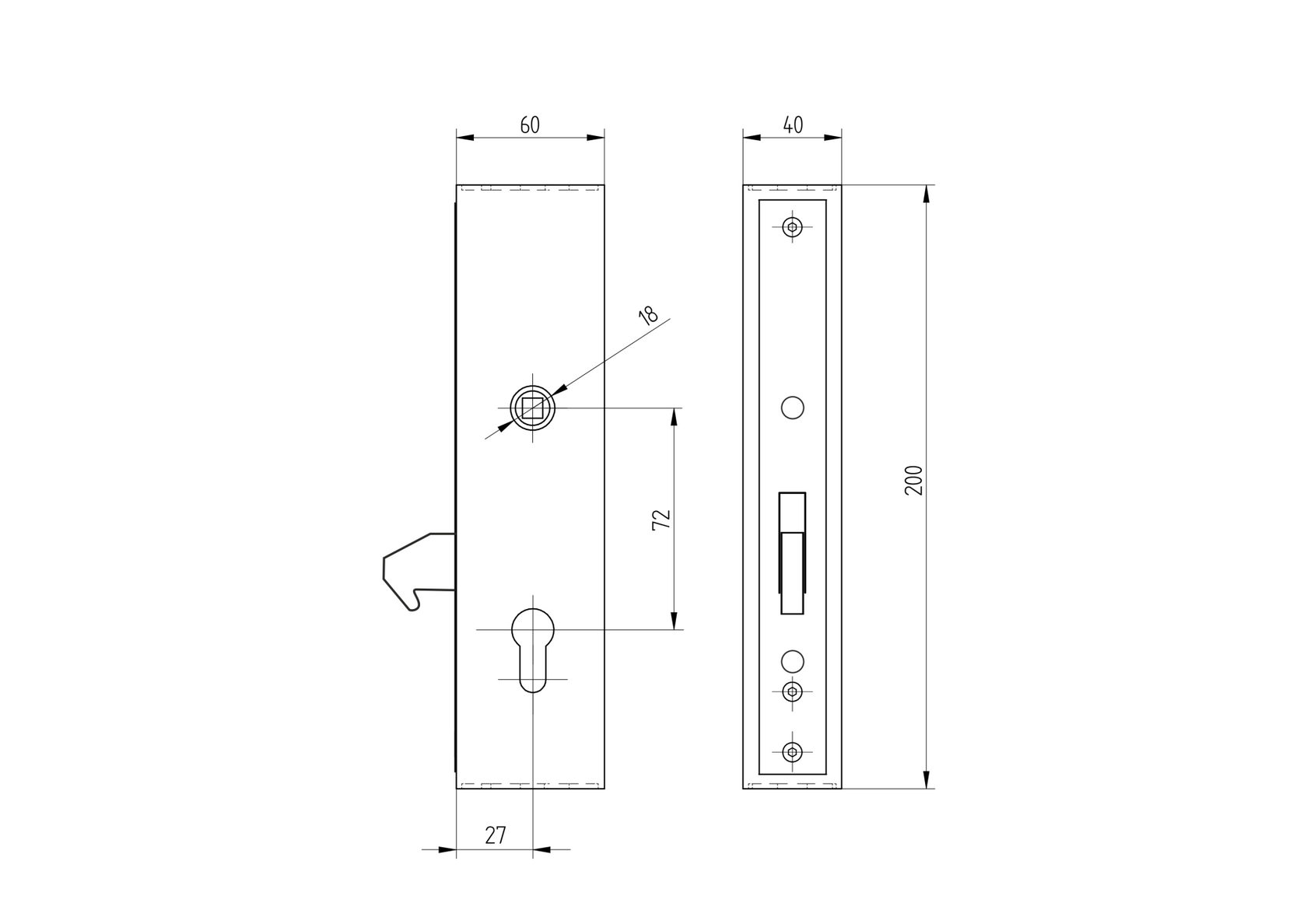 Krabice se zámkem pro posuvnou bránu, JP60x40