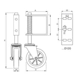 Spodní kolečko pro křídlové brány, s pružinou