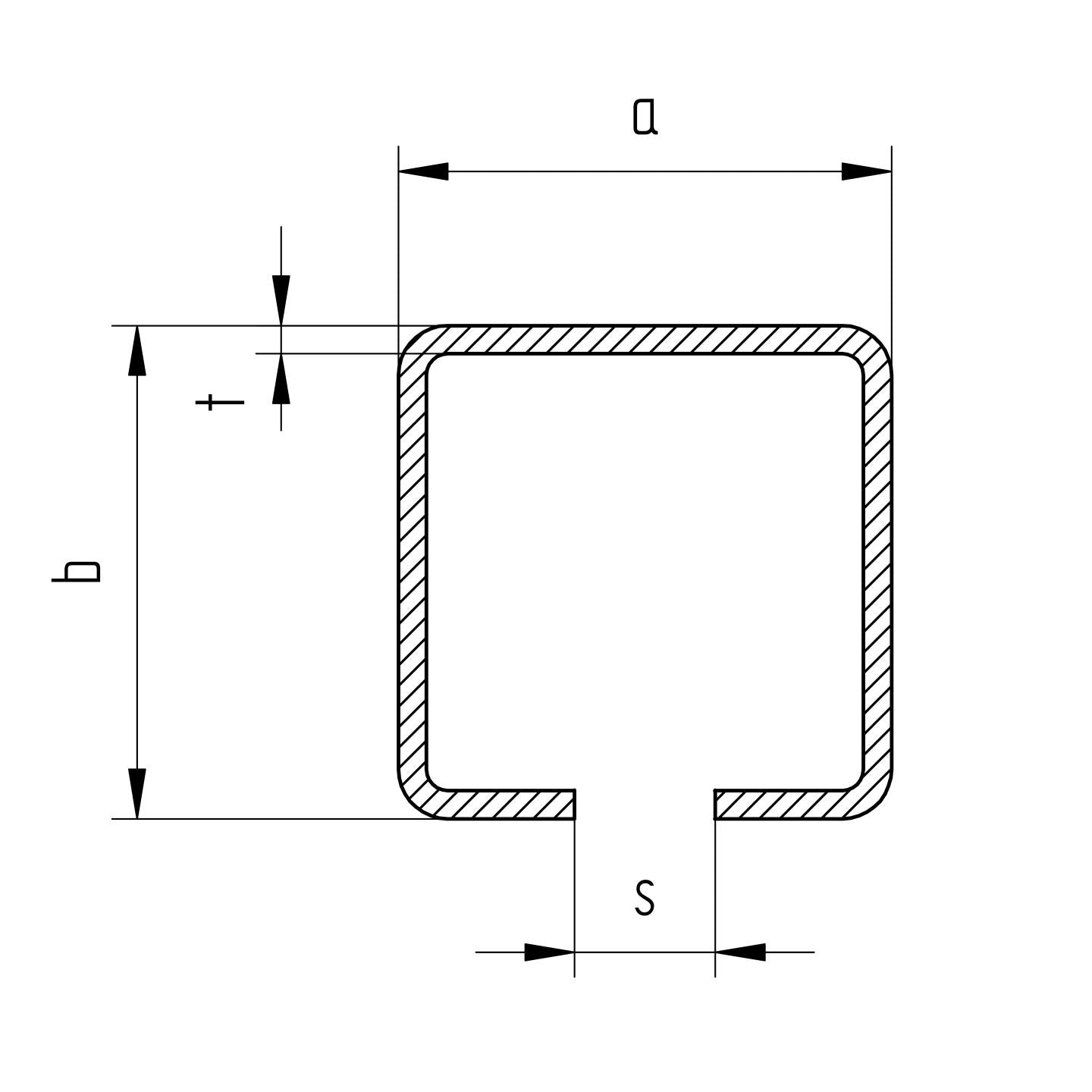 Vodíci profil INOX, 76x76x3mm, L3m