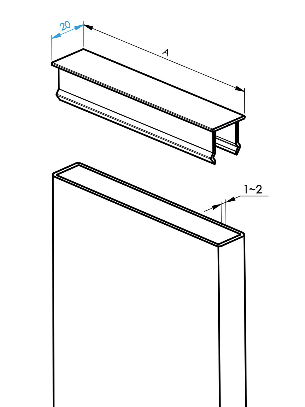 Krytka vertikální výplně 20x100x1 - R7016