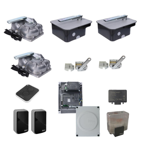 Nice podzemní pohon pro dvoukřídlou bránu, sada s fotobuňkami