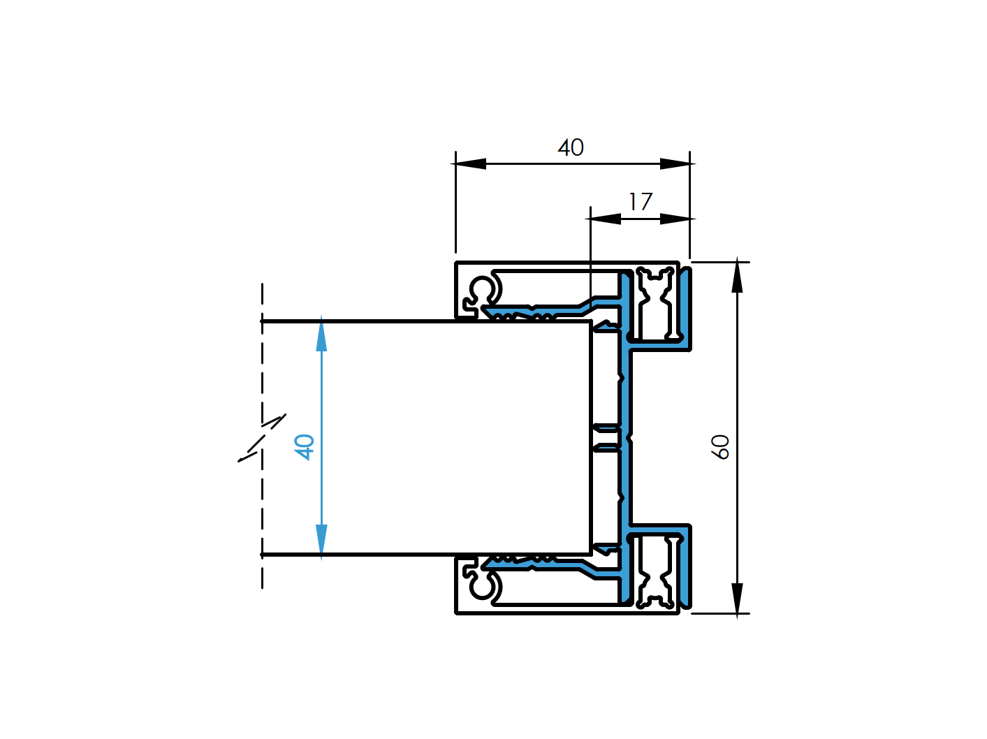 Hliníkový plotový adaptér pro 40mm výplně - 1500mm