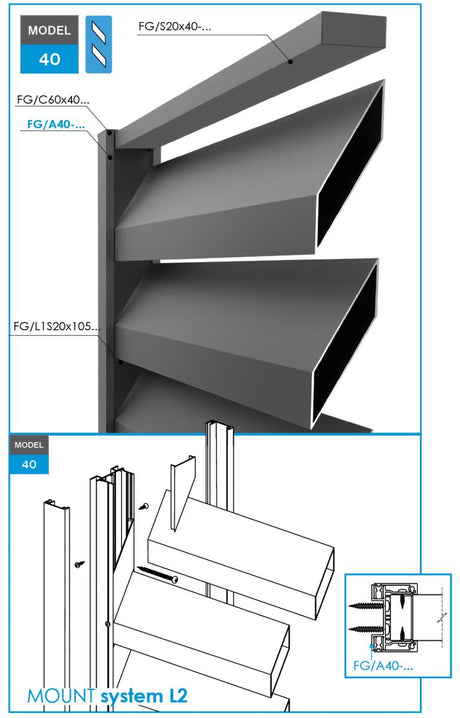 Hliníkový adaptér 60x40-1500mm pro žaluzie do 40mm R7016