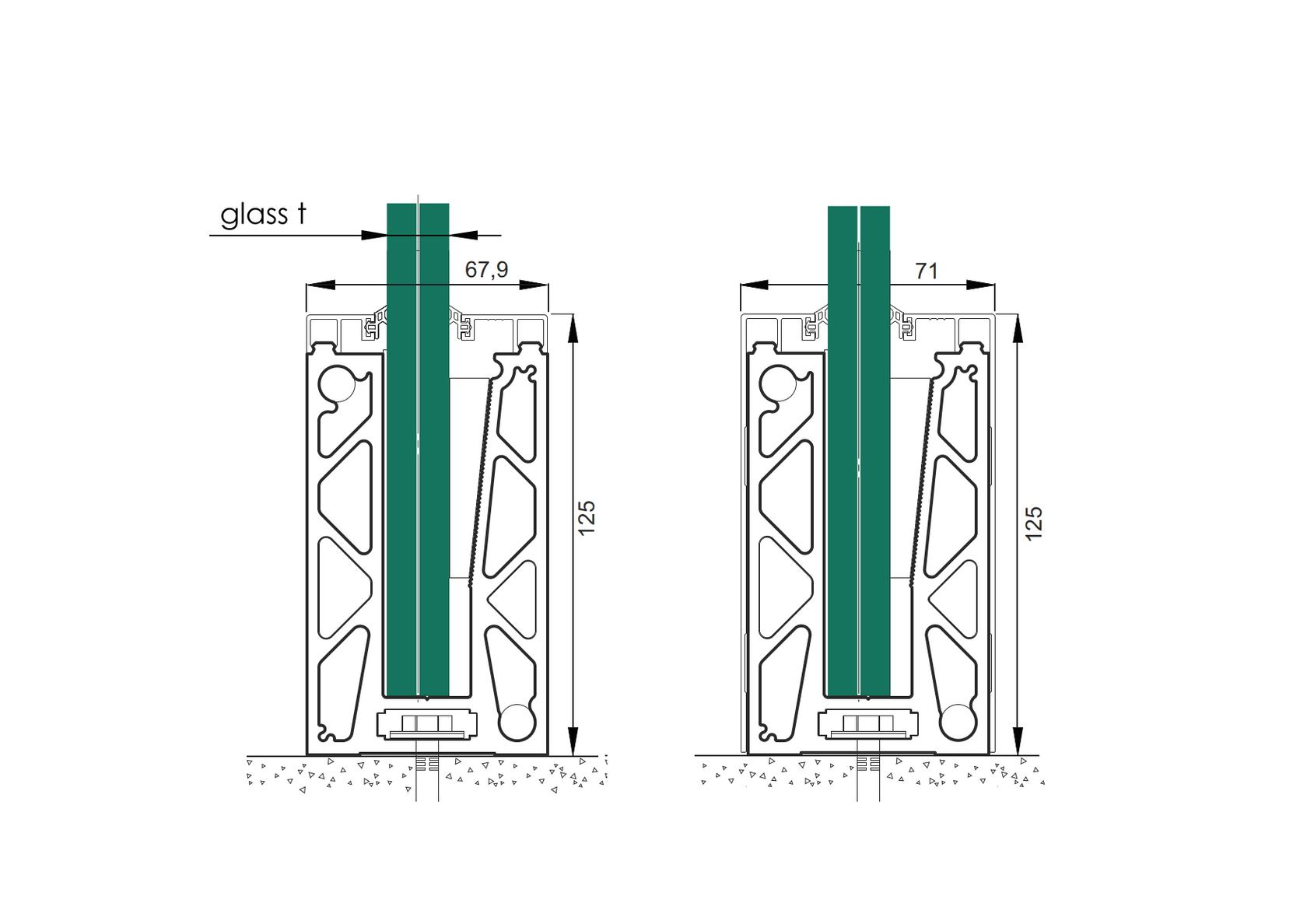 Al kotvící profil - kotvění vrchní