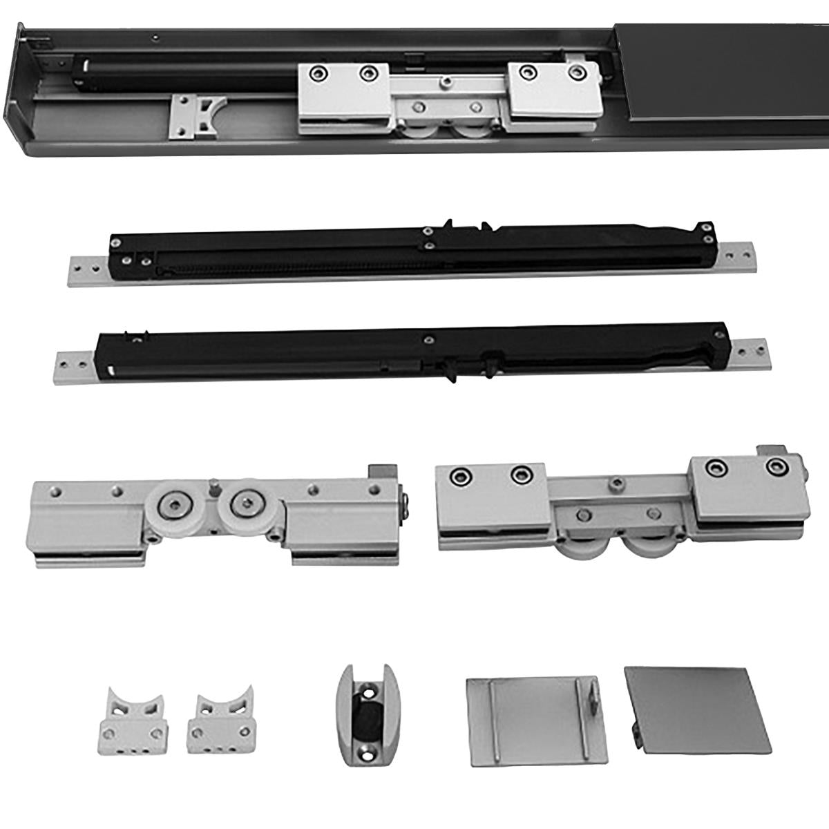 Kování - Posuvné dveře lišta 2x tlumené black