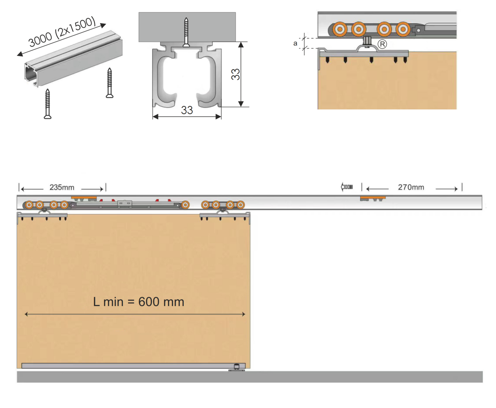Kování pro žaluzie – AL lišta 60 kg