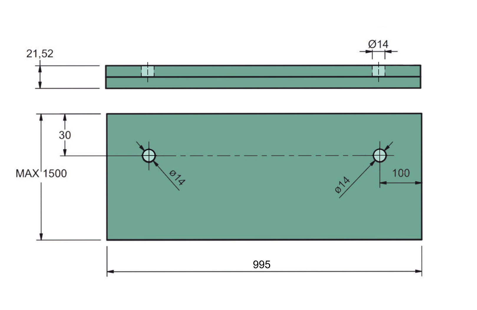 Prosklená stříška hliník profil FIX +1.5°