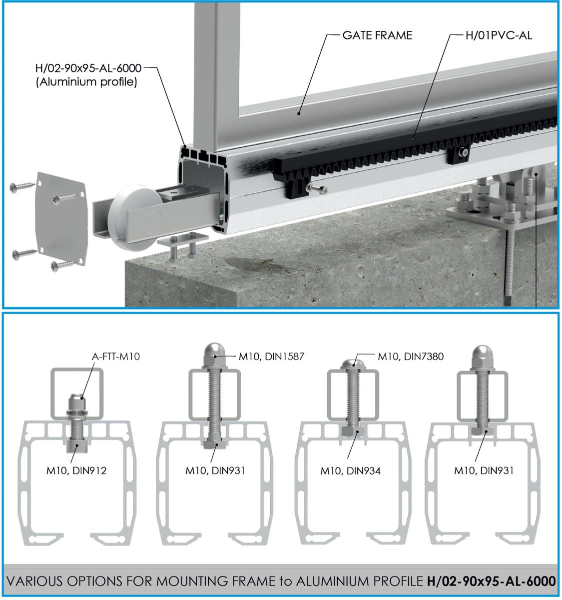 Profil vodící spodní AL, 90x95mm, L6m