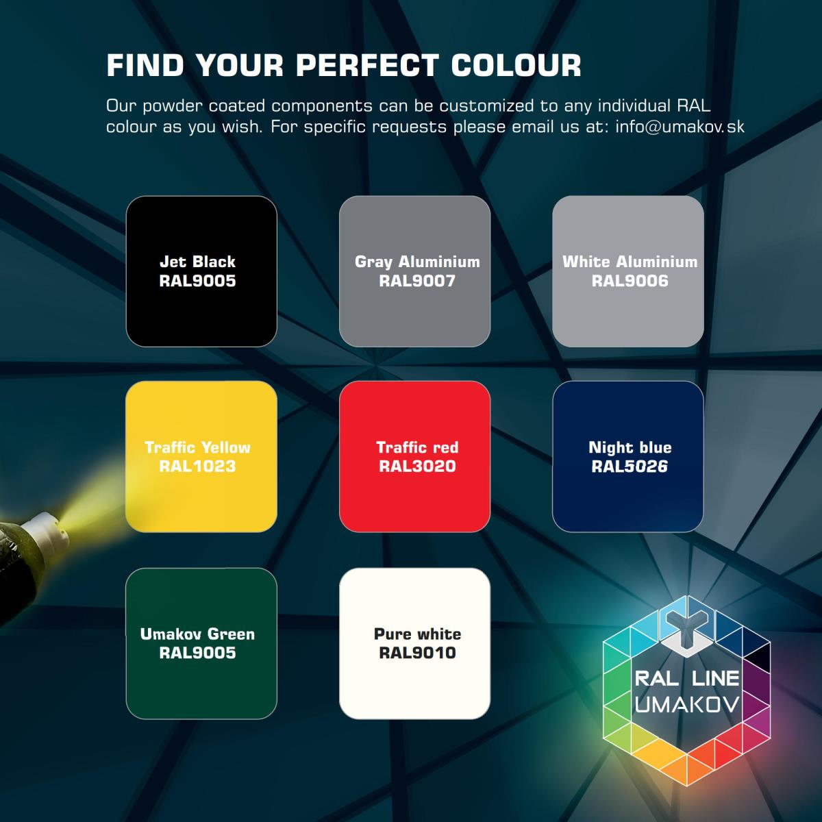 Práškový nástřik komponentů