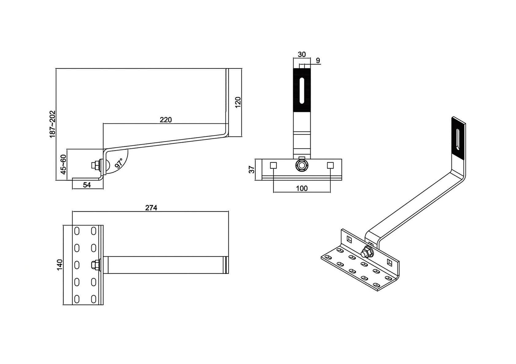 Strešný hák posuv/dlhý-set škridla keramika/betón