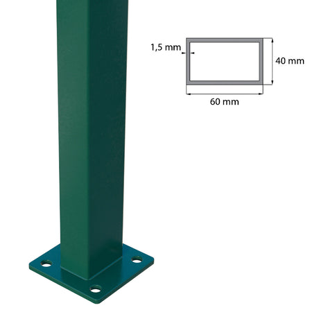 Stĺpik 60x40mm s pätkou ZnPVC 1800mm zelená