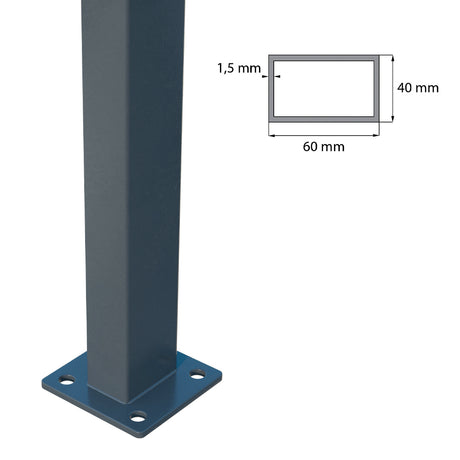 Stĺpik 60x40mm s pätkou ZnPVC 2000mm antracit