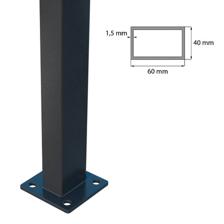Sloupek 60x40mm s patkou ZnPVC 1800mm černá matná