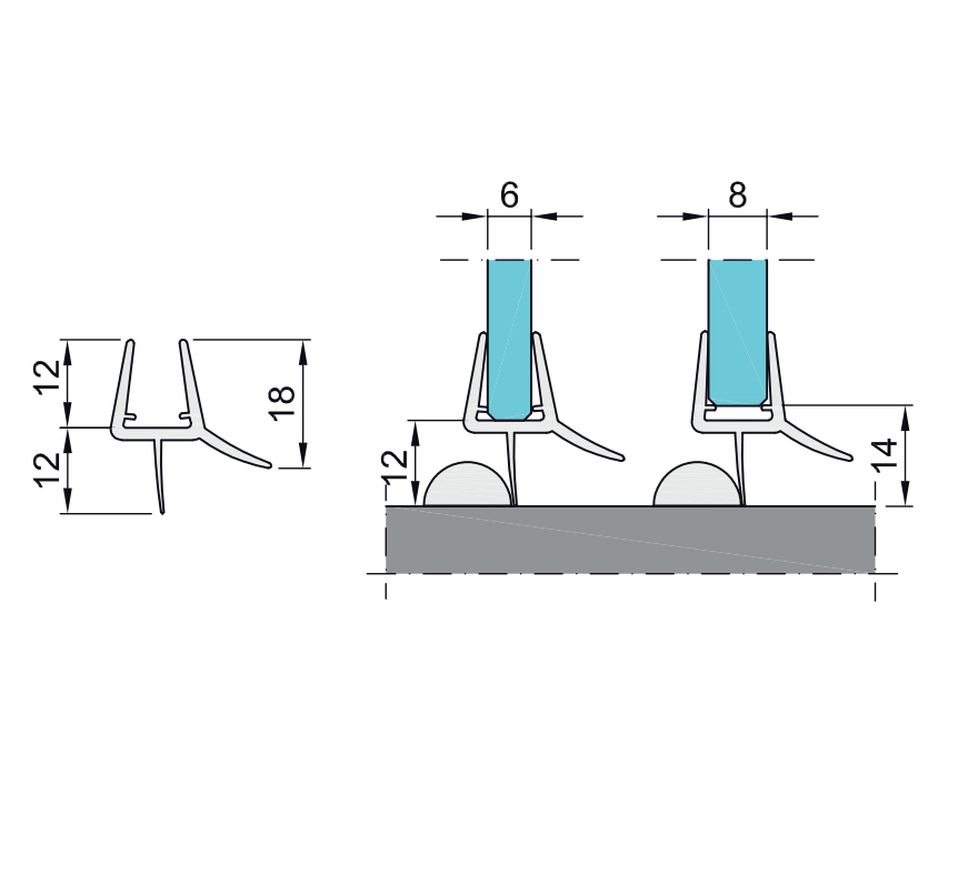 Těsnící lišta na dveře -2,2m black