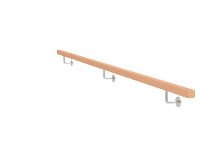 Dřevěné madlo buk a nerezové držáky, JP40x40mm/L3000mm