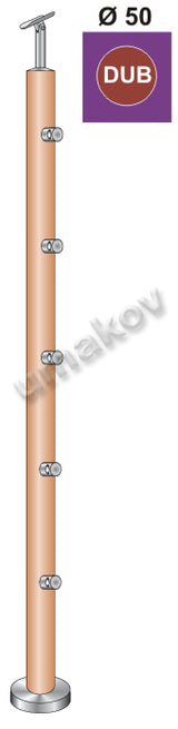 Sloupek-DUB (OAK) D50mm, 5xd12mm, v=100 cm, VK-rov