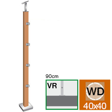 Sloupek-DUB (OAK) JP 40x40mm, 4xd12mm, v=90cm, VK