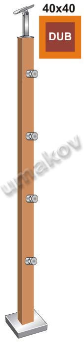 Sloupek-DUB (OAK) JP40x40mm,4xd12mm, v=90cm, VK-S