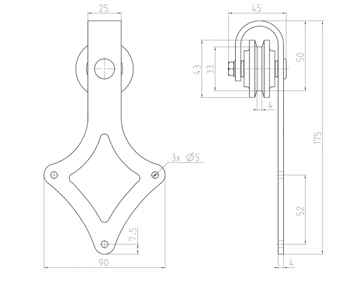 Kování pro posuvné dveře mini - "Rhombus"