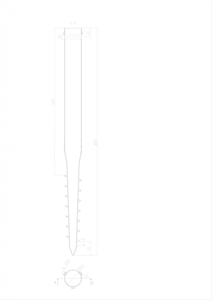 Zemní vrut Zn 68x1,5x800mm, 3xM8