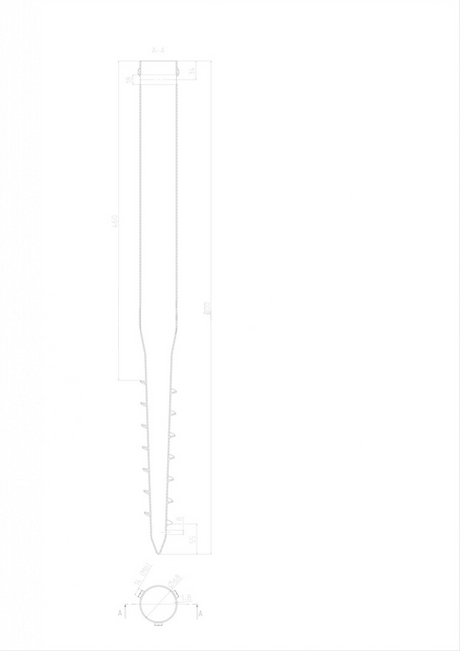 Ground screw 68x1,5x800mm, 3xM8