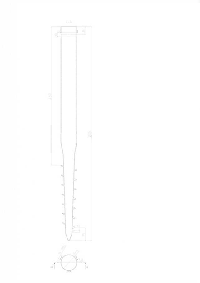 Zemní vrut Zn 68x1,5x800mm, 3xM8